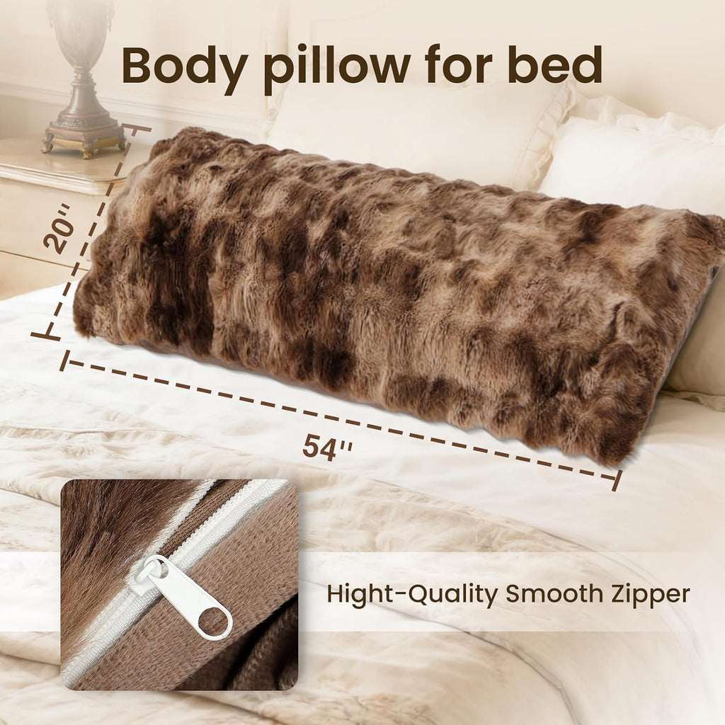 Zonli Fluffy Body Pillow for Adults, Fuzzy Faux Fur Body Pillow with Shredded Memory Foam, Adjustable Support for Side Sleepers, Pregnancy…