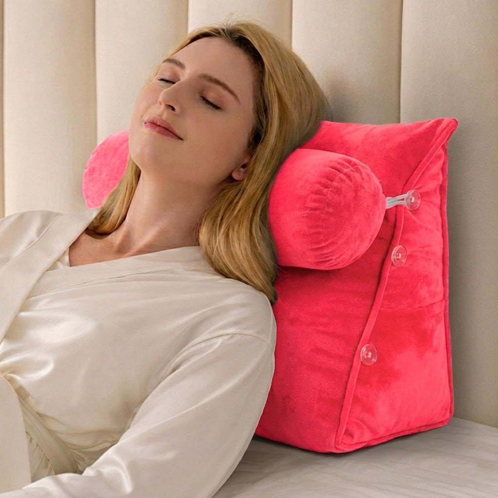 Cheer Collection Reading Wedge Pillow - Adjustable Wedge Reading Pillow with Neck Support, Hollow Fiber-Filled Backrest Pillow for…