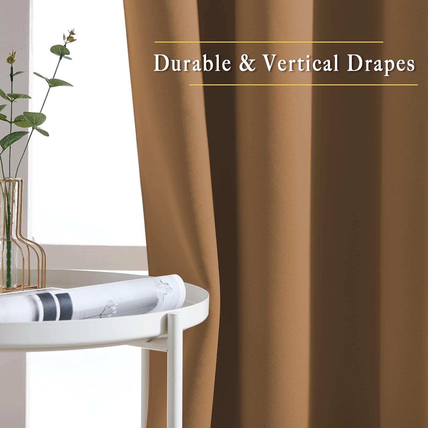 Nicetown Kitchen Window Curtains Over Sink - Grommet Blackout Solid Vertical Small Curtains & Drapes Noise Reducing for Laundry, Gold Brown…