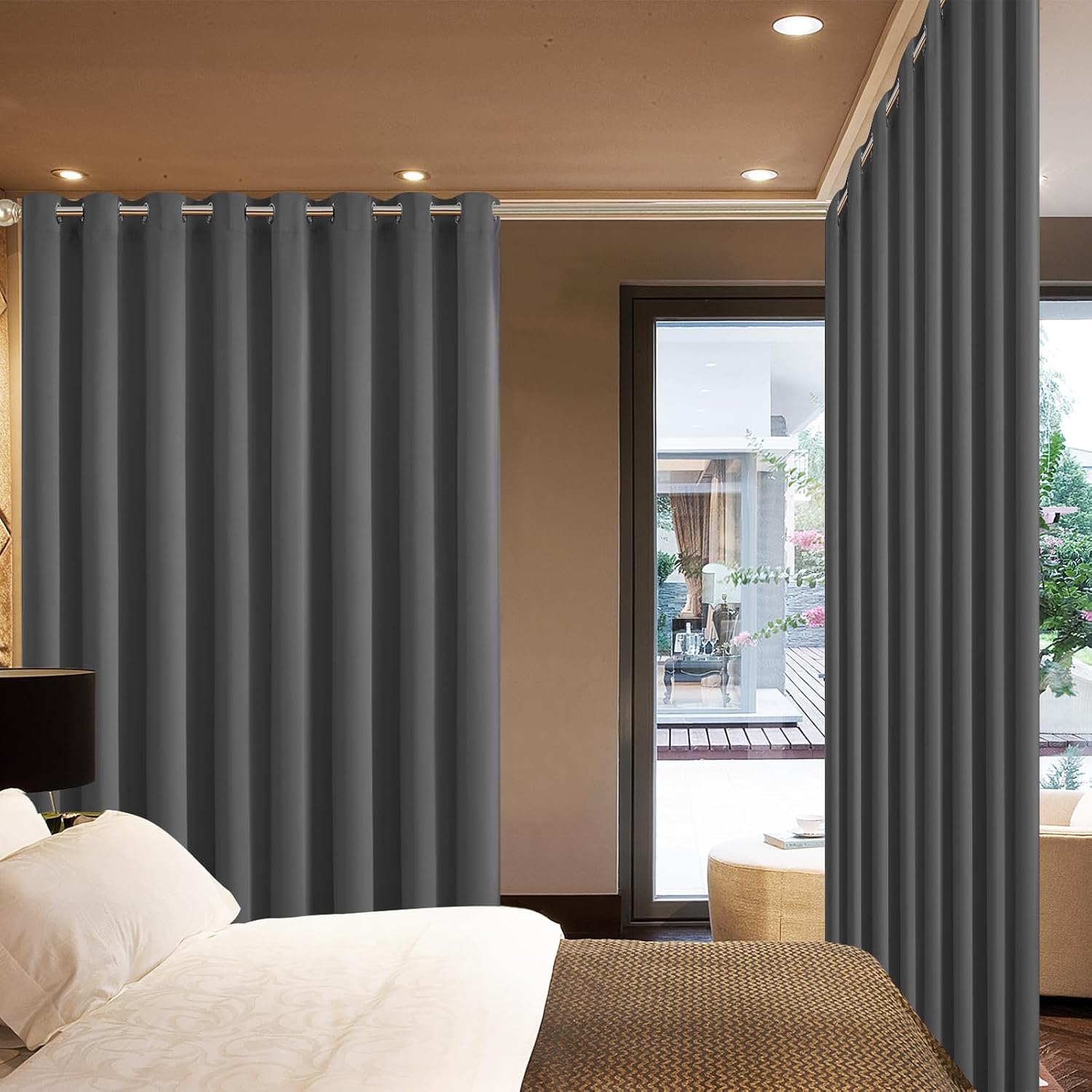 Yakamok Blackout Patio Curtains 100x84 Inches for Sliding Door Extral Wide Blackout Curtain Panels Thermal Insulated Room Divider…