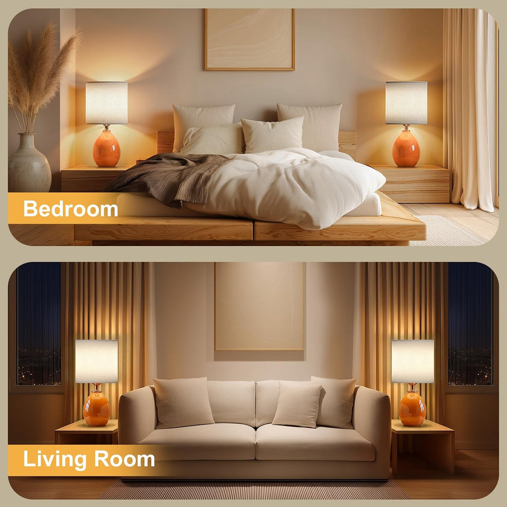 Dawnwake 18.5" Table Lamp Set of 2 for Living Room Bedroom, Bedside Lamps for Night Stands, Desk Nightstand Lamp Dimmable, Modern Linen…