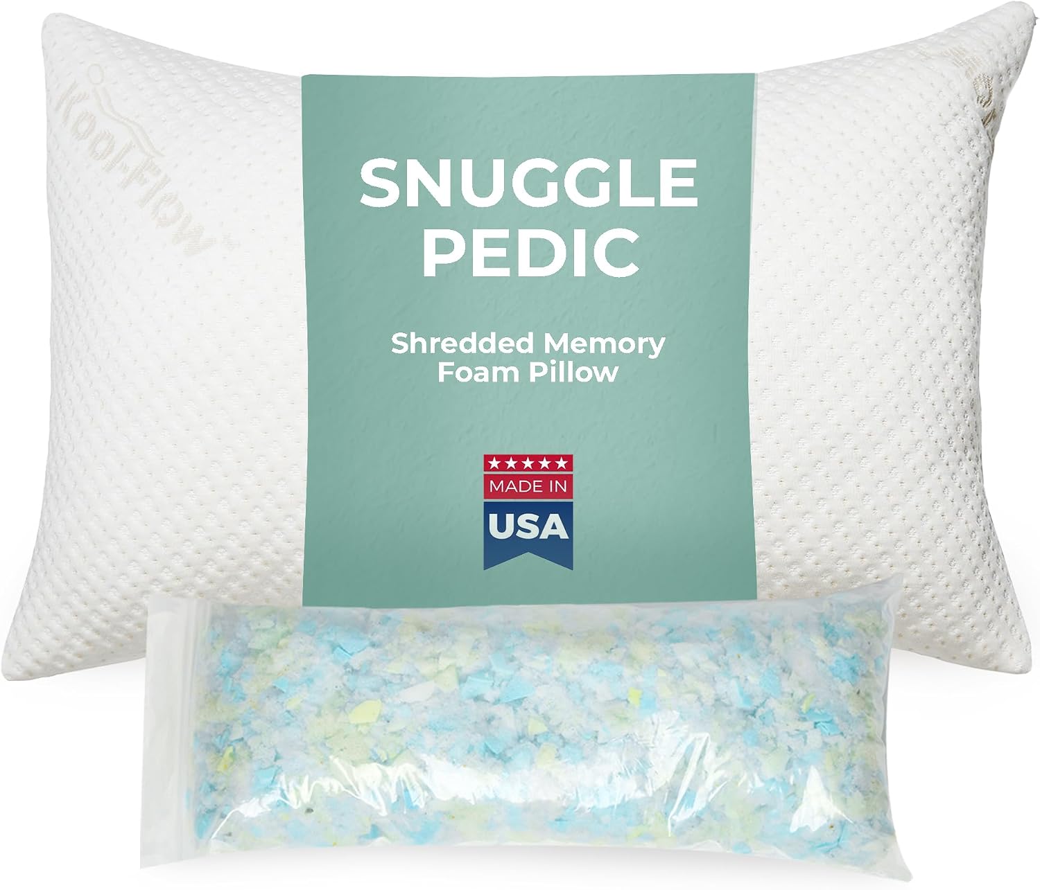 Snuggle-Pedic Adjustable Memory Foam Pillows - GreenGold Certified Pillow w/ Viscose of Bamboo Cover for Side, Stomach & Back Sleepers…