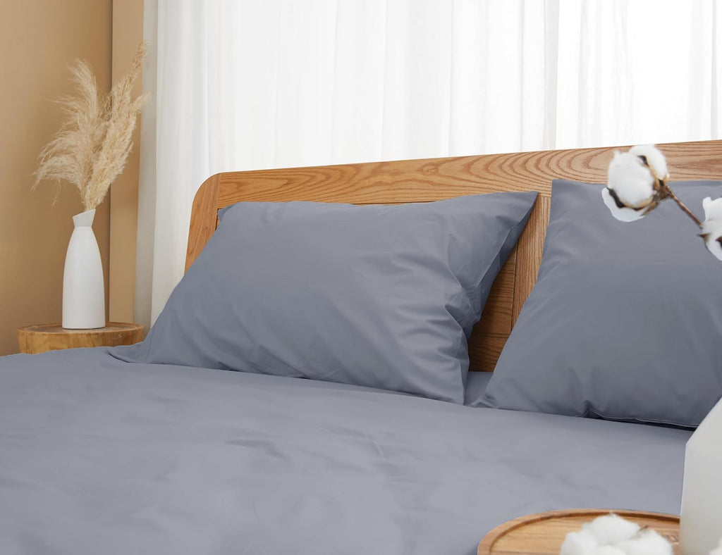 Homtec Pillow Cases, King Size Cotton Percale Weave Pillowcases, Pre-Shrunk Breathable and Hypoallergenic Pillowcases, Set of 2 (2 Piece Ki…