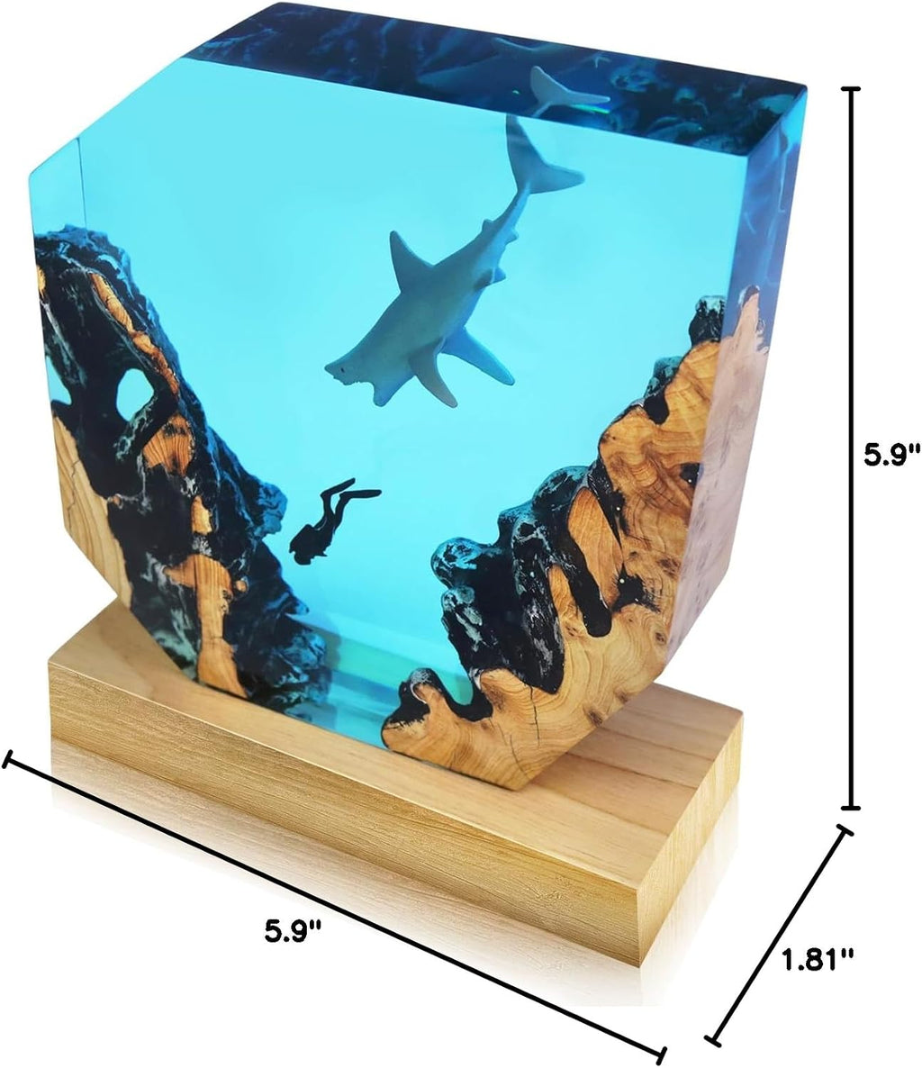 Epoxy Resin Shark Lamp, Ocean Night Light, Artistry Home Decor Bedside Nightlight, Unique Resin Lighting, Nightstand Decorations for…