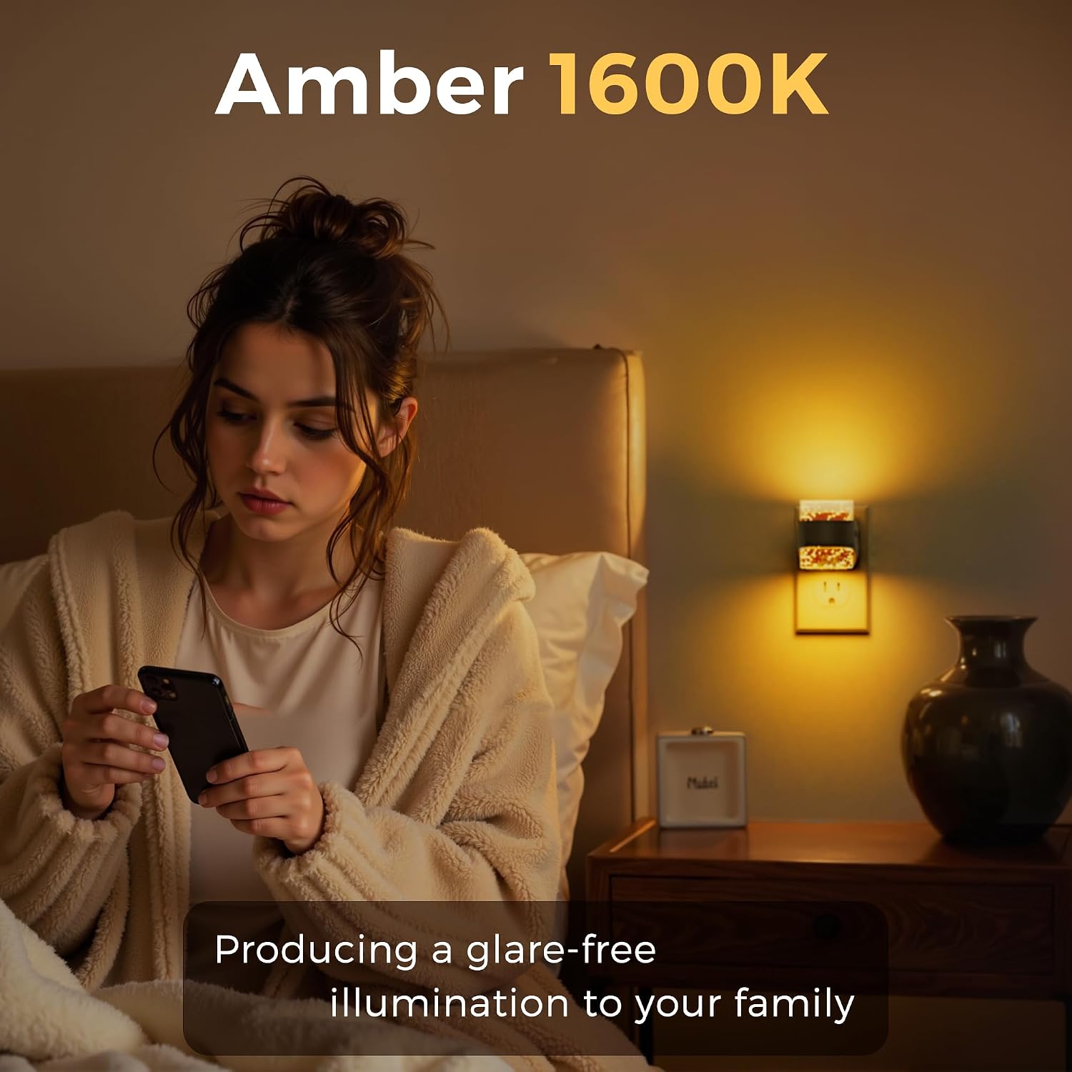 Llohasled L LOHAS LED Night Light, Bubble Night Lights Plug into Wall, Acrylic Night Lights with Dusk-to-Dawn Sensor, Dimmable Amber Pulg in…
