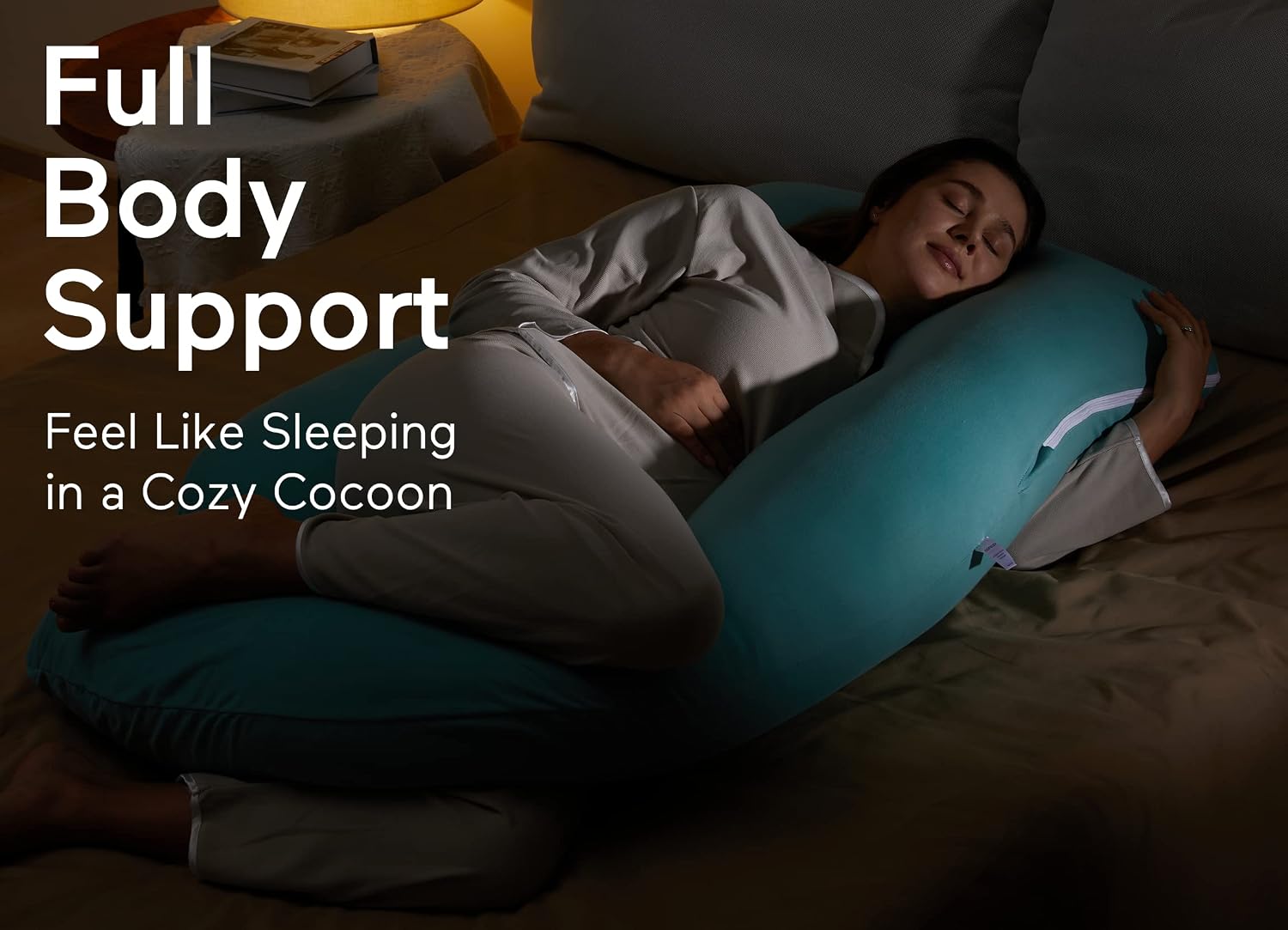 Momcozy U Shaped Pregnancy Pillows with Cotton Removable Cover, 57 Inch Full Body Pillow Maternity Support, Must Have for Pregnant Women…