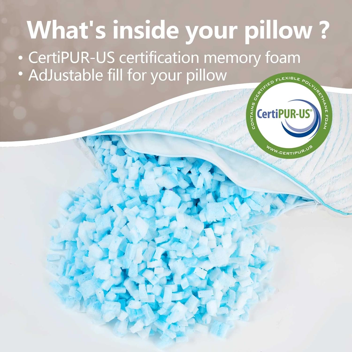 Pillows King Size Set of 2 Cooling Memory Foam Pillows for Sleeping Adjustable Medium Firm Back and Side Sleeper