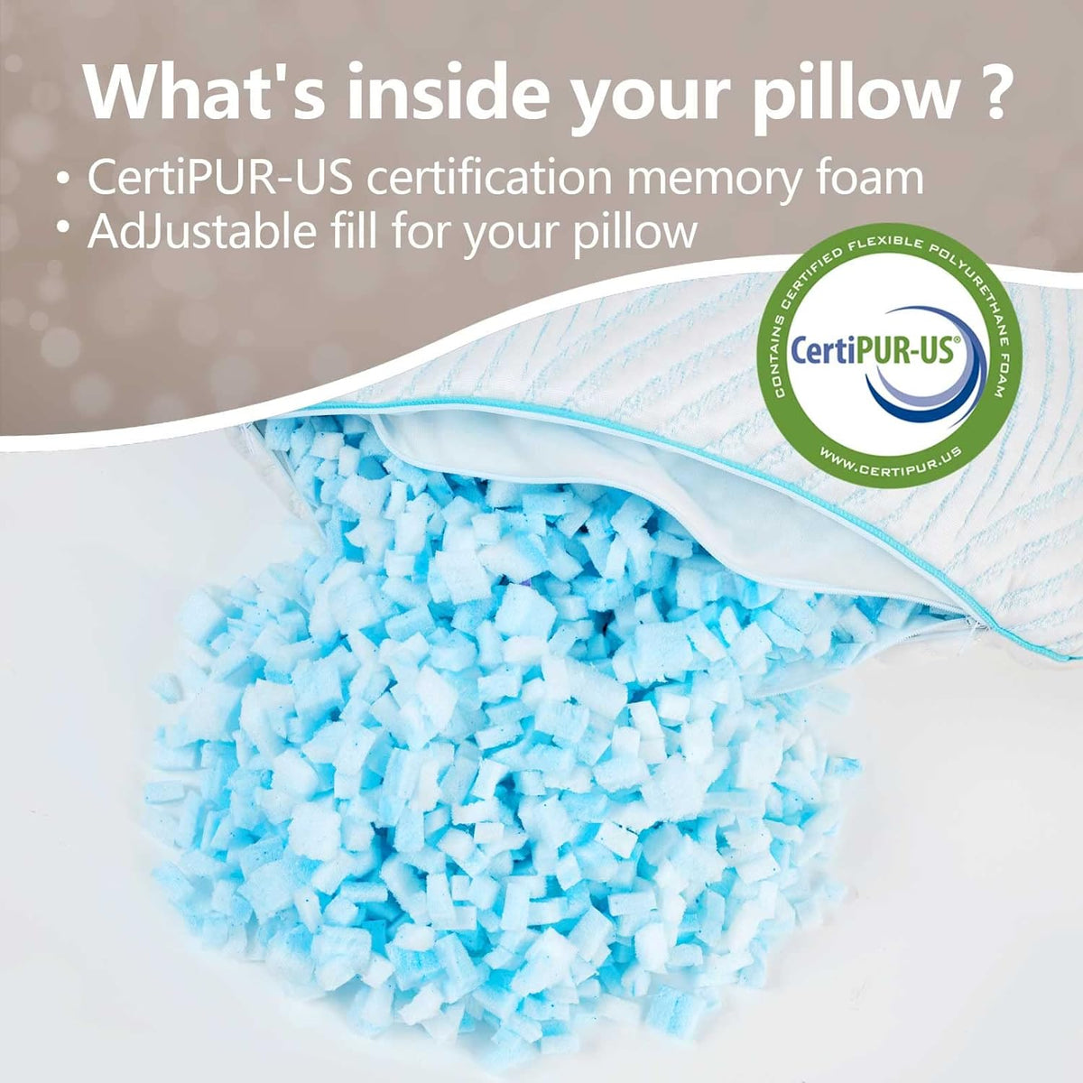 Pillows Standard Size Set of 2 Cooling Memory Foam Pillows for Sleeping Adjustable Medium Firm Back and Side Sleeper