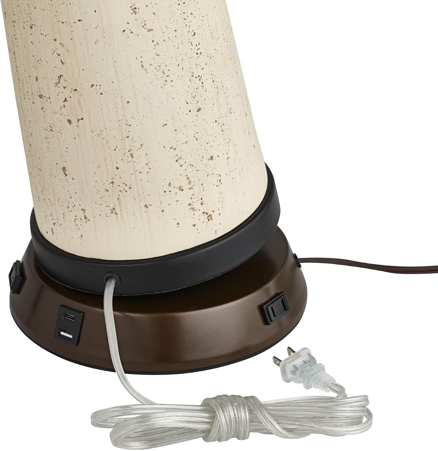 Franklin Iron Works Hunter Rustic Farmhouse Table Lamp with USB and AC Power Outlet Workstation Charging Base 28.75" Tall Bronze Cherry…