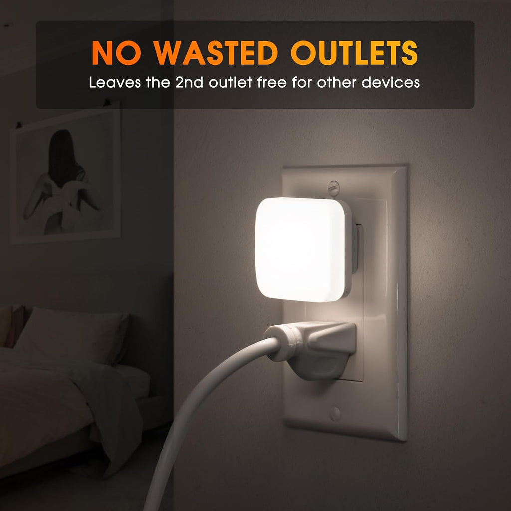Briignite LED Night Lights Plug into Wall, 4 Pack Nightlights with Light Sensor Dusk to Dawn, 0.3W Square Plug in Night Light for Kids…