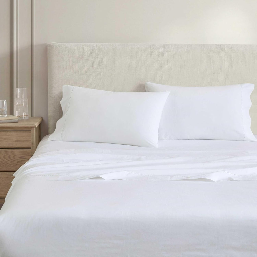 MarthaStewart Martha Stewart - Full Size Sheets Set, Crisp & Tailored Cooling Sheets with a Smooth Cotton Percale Lightweight Feel - Bed Sh…