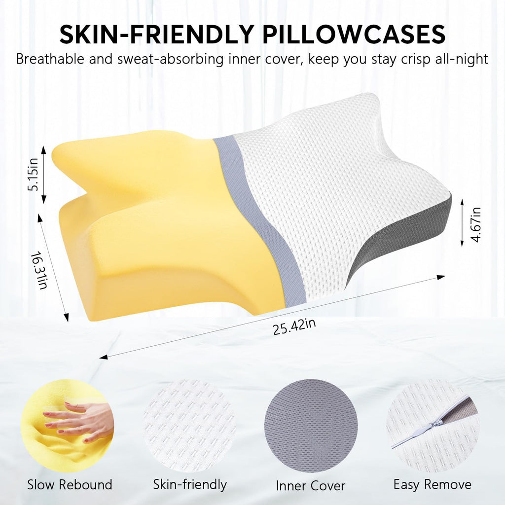 AnvoHome Anvo Cervical Neck Pillow for Neck and Shoulder Pain - Memory Foam Pillows for Sleeping, Contour Orthopedic for Side Back Stomach…