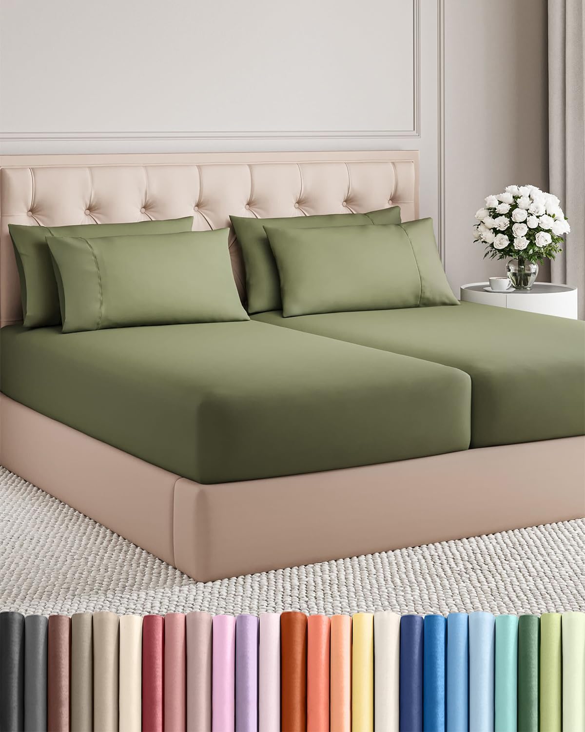 Split King 7 Piece Sheet Set - Comfy, Breathable & Cooling - Soft Hotel Luxury Bedding for Women, Men, Kids, Teens & Children - 1 Flat &…