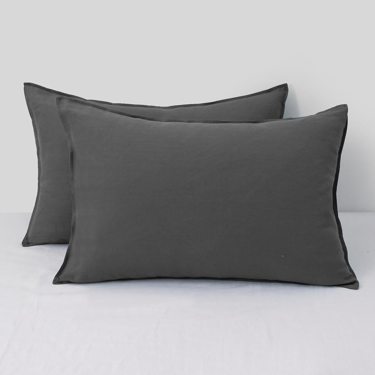 Chuffed Linen Pillow Cases 2 Pack 100% Linen Queen Pillowcases, Breathable and Cooling Washed Pillow Shams with Zipper Closure, 20x30 Inche…