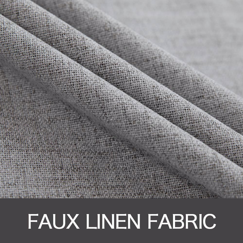Miulee Linen Texture Curtains for Bedroom Solid 100% Blackout Thermal Insulated Grey Curtains Grommet Room Darkening Drapes Luxury Decor fo…