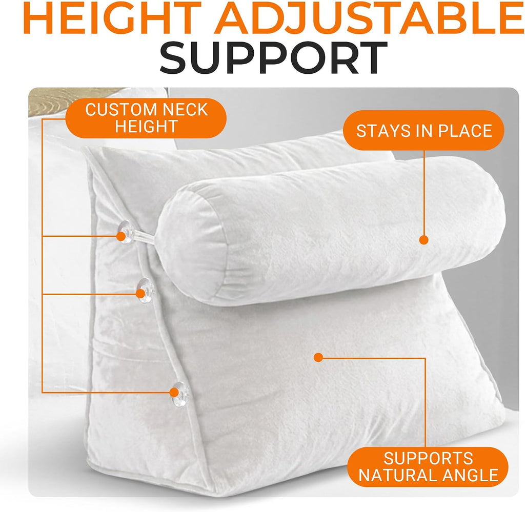 Cheer Collection Reading Wedge Pillow - Adjustable Wedge Reading Pillow with Neck Support, Hollow Fiber-Filled Backrest Pillow for…