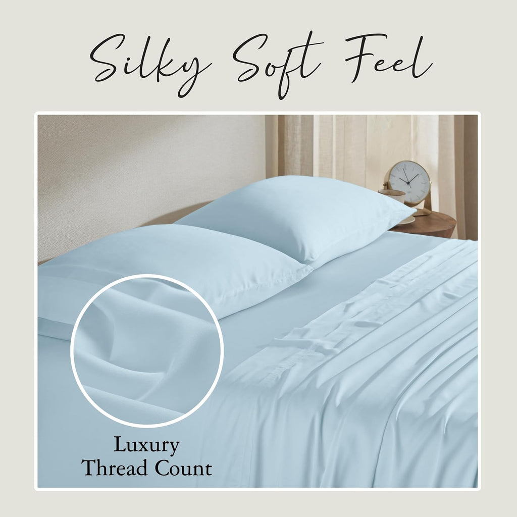 KARISSA MAE Pure Viscose from Bamboo Split King Size Sheet Set | 100% FSC Certified | Luxuriously Soft | Cooling | 18" Deep Pocket…