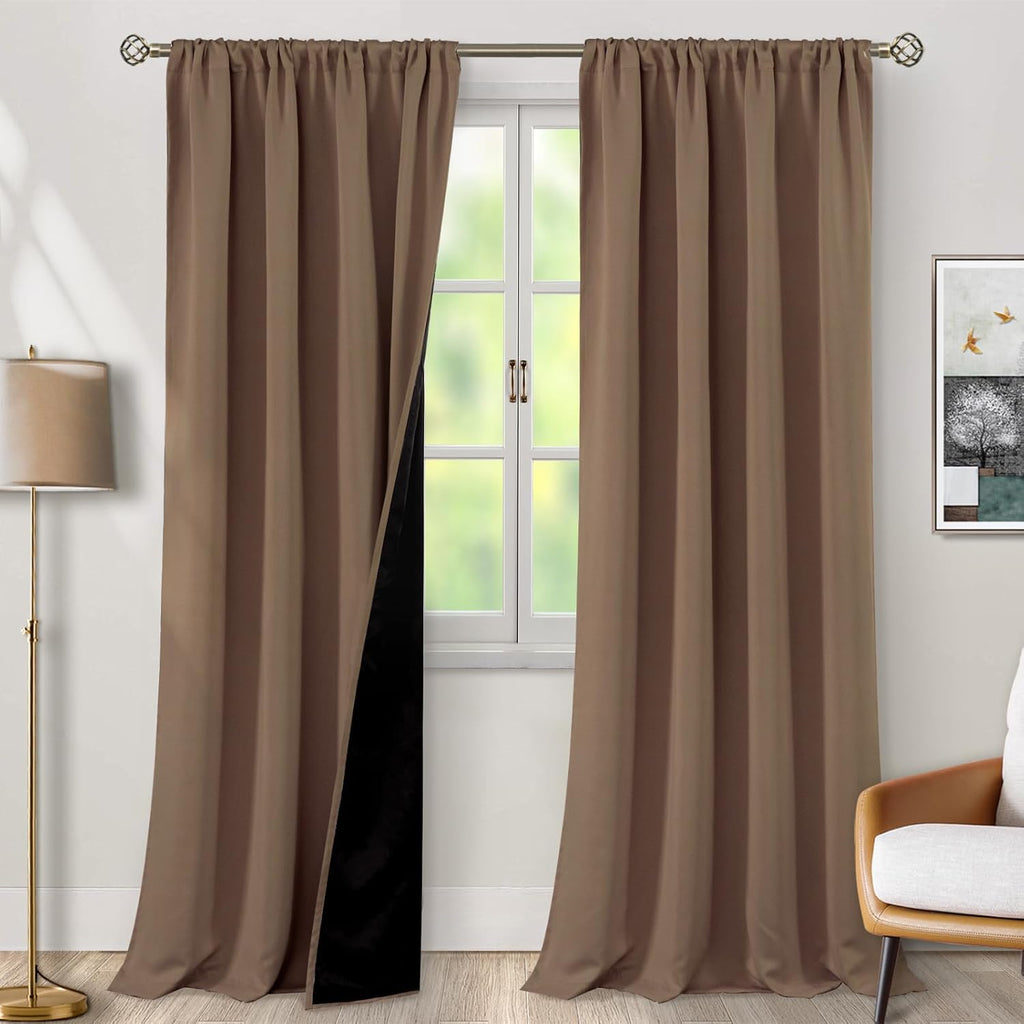BGment 100% Blackout Curtains 95 Inch Long for Living Room, Thermal Insulated Full Light Blocking Noise Cancel Rod Pocket Curtains, Extra…