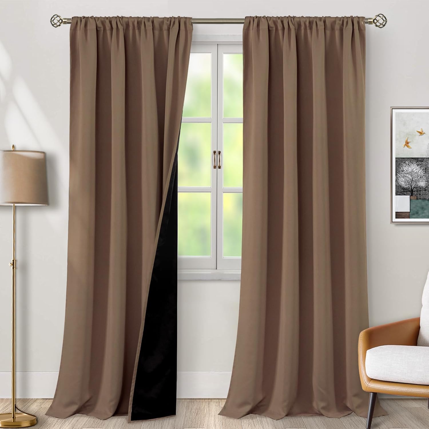 BGment 100% Blackout Curtains 95 Inch Long for Living Room, Thermal Insulated Full Light Blocking Noise Cancel Rod Pocket Curtains, Extra…