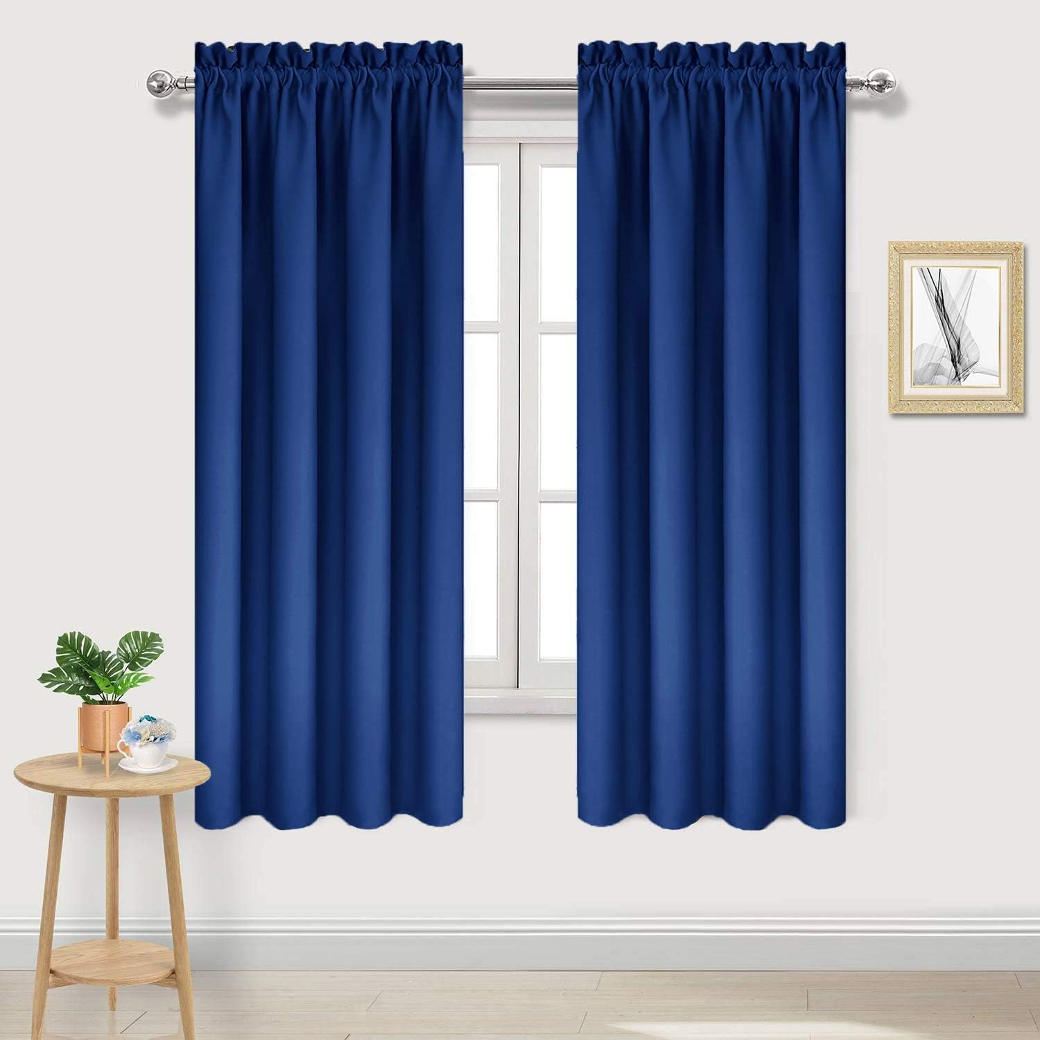 Dwcn Blackout Curtains Room Darkening Thermal Insulated Bedroom Curtains Window Curtain Panels, 38 x 63 inches Long, Set of 2 Classic Blue…