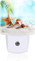 Starfish Seashells on Sand Night Light Plug into Wall, Summer Tropical Beach Ocean Dusk to Dawn Night Light Plug in,0.5w Energy Saving…
