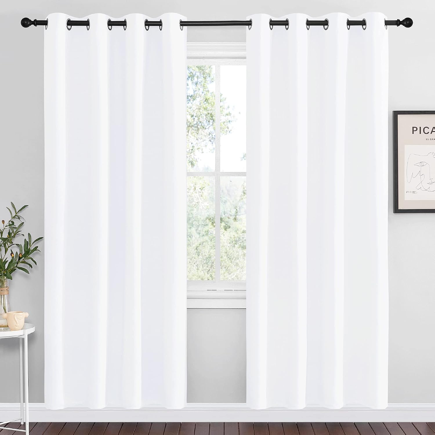 Nicetown White Room Darkening Draperies and Curtains - Home Fashion Energy Saving Grommet Top Room Darkening Drape Panels for Bedroom (Set…