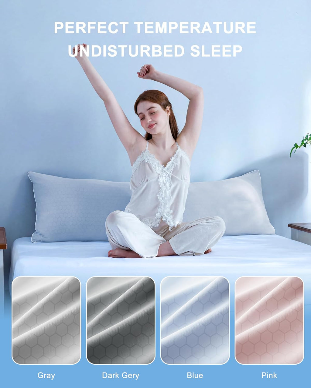 YZ HOME Cooling Body Pillow for Adults, Cold Touch Fabric, Blue Shredded Memory Foam, Support for Side Back Stomach Sleepers, Removable…