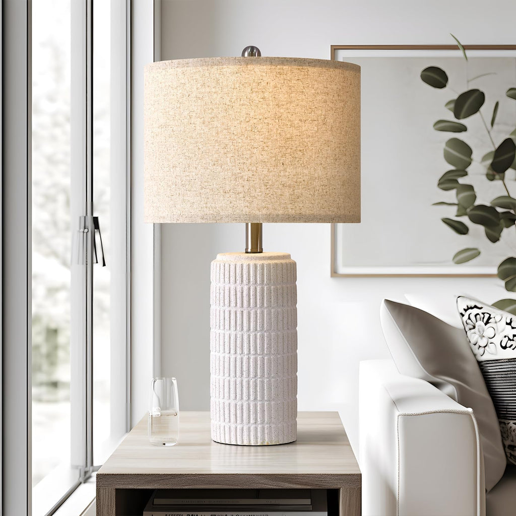 PoKat 23" Table Lamp, Farmhouse Bedside Lamps for Bedroom Set of 2, Ceramic End Table Lamps for Living Room, Traditional Nightstand Desk…