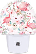 Pink Flamingos Flowers Night Light for Kids, Watercolor Tropical Floral Flamingo Night Light Plug in with Dusk to Dawn Sensor,0.5w Energy…