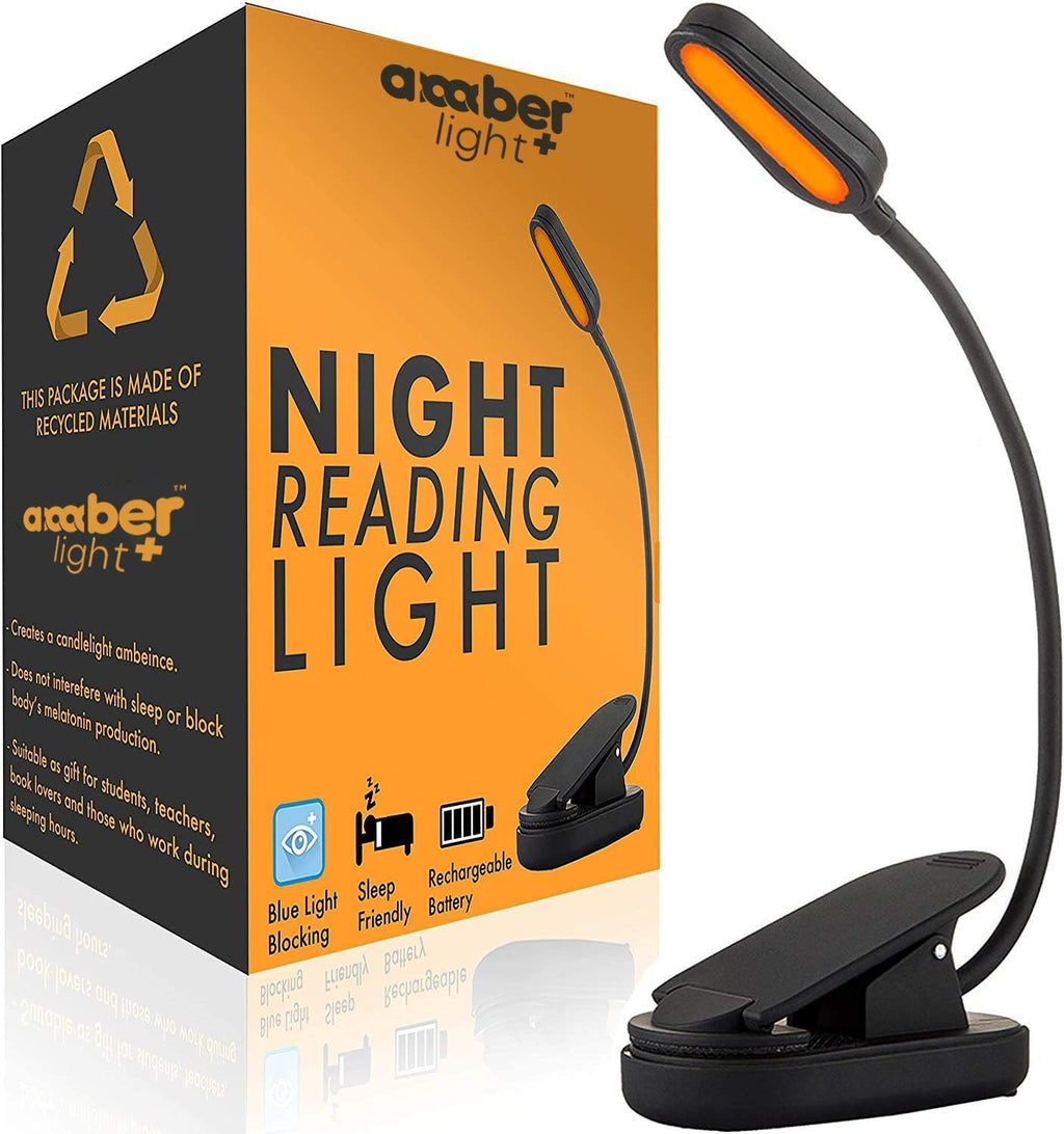 Amber Light + Giftable Amber Book Light - Blue Light Blocking - Night Reading Booklight Store. Rechargeable. 1600K for Reading in Bed at…