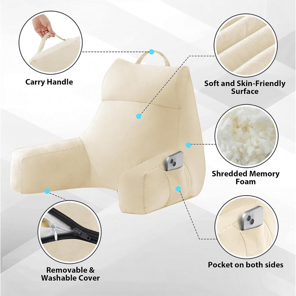 Ipynbap Back Pillow for Bed Sitting up, Reading Pillow for Sitting in Bed Adult, Back Support Pillow, Memory Foam Sit up Lounge Backrest Pi…