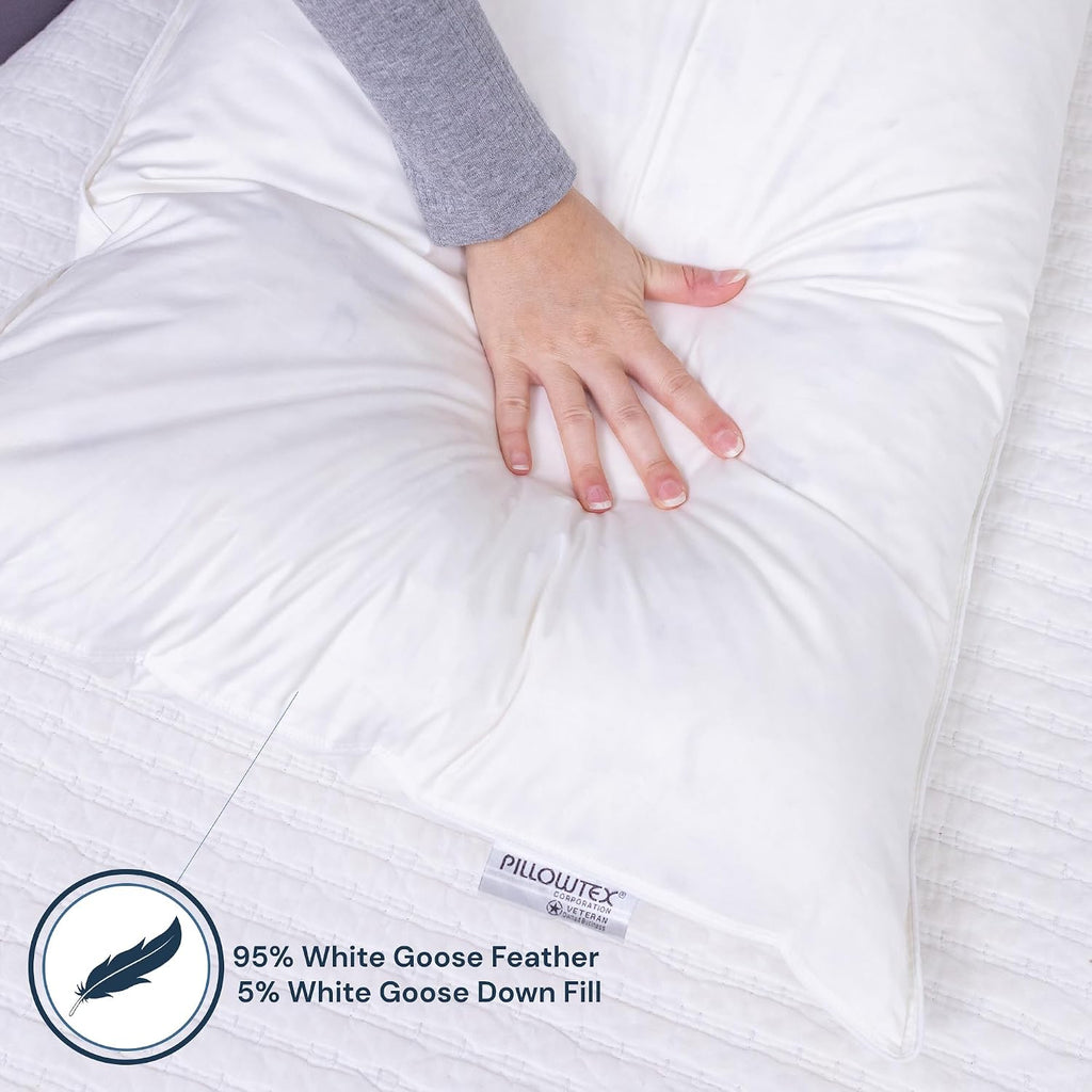 White Goose Feather and Down Body Pillow – Pillows Size 20 Inches x 60 Inches