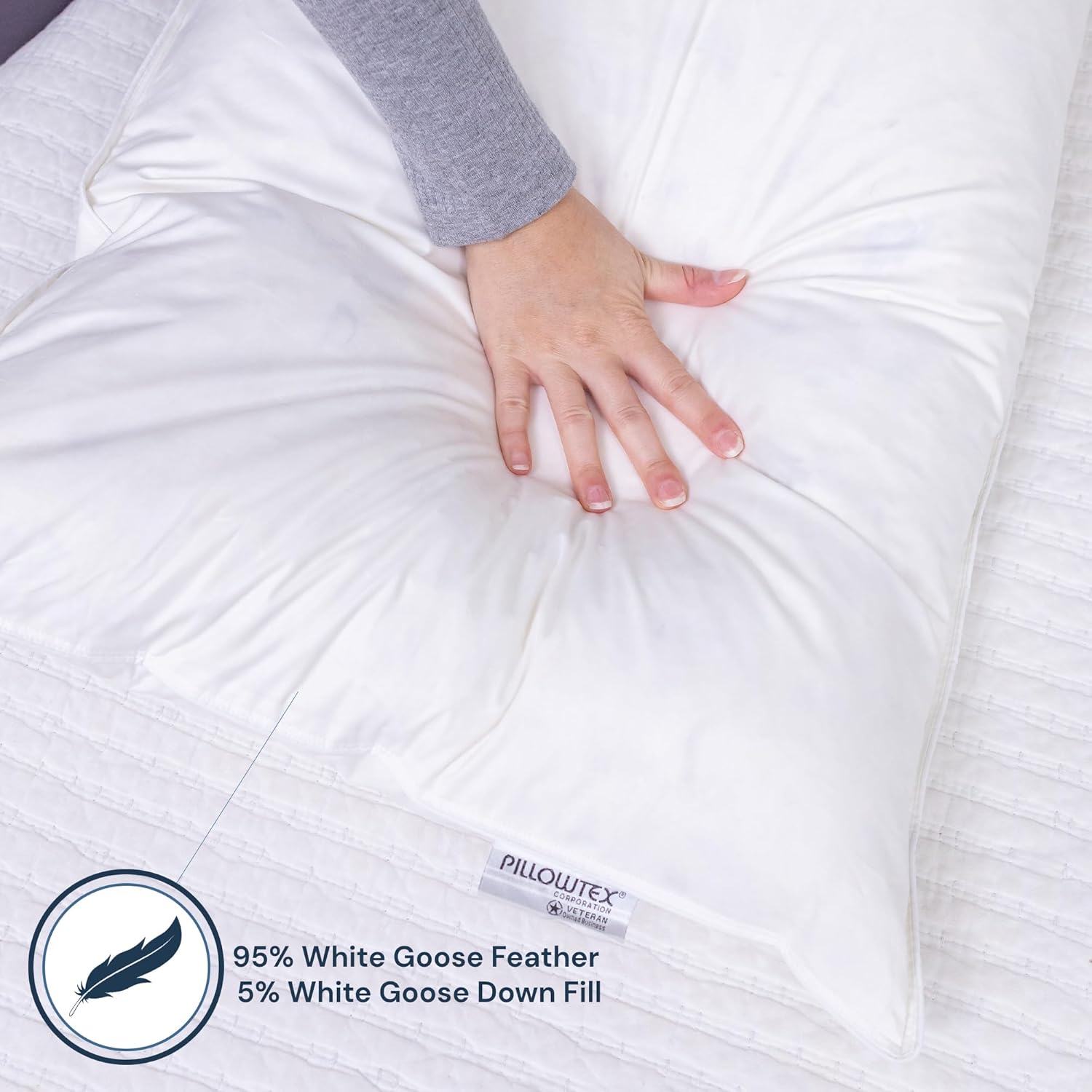 White Goose Feather and Down Body Pillow – Pillows Size 20 Inches x 72 Inches