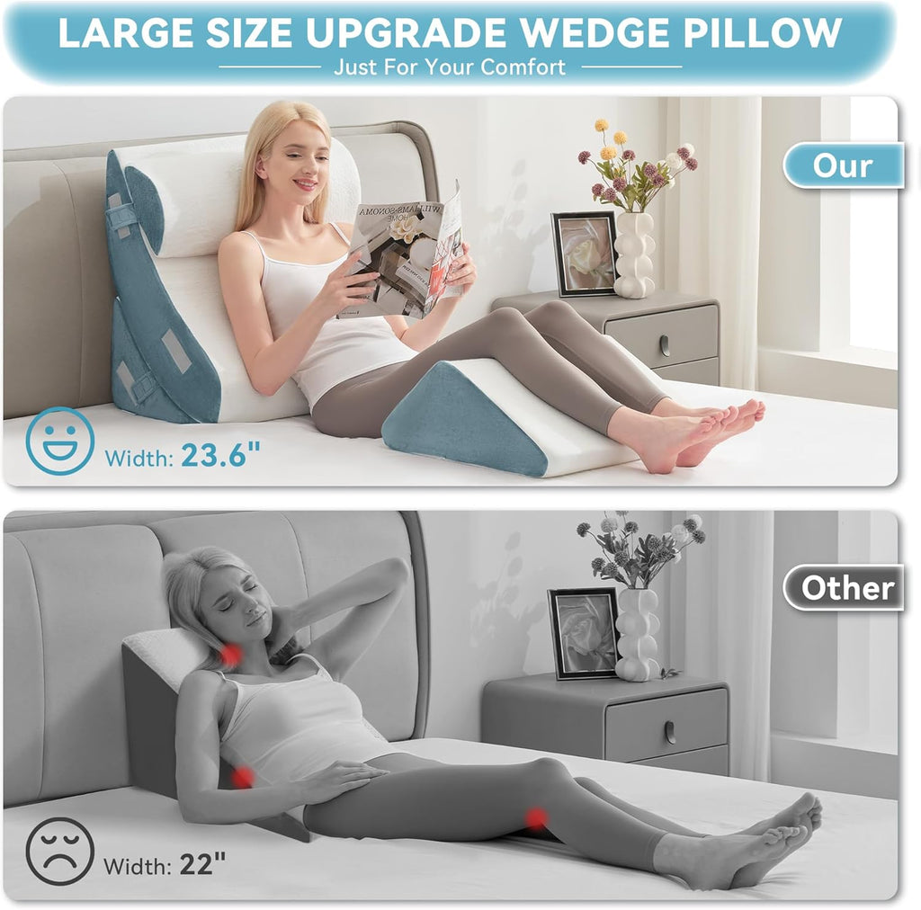 KINGFUN-Anexcitingoption Kingfun 4PCS Orthopedic Bed Wedge Pillow Set for After Surgery, Memory Foam Support Pillow for Back, Neck and Leg…