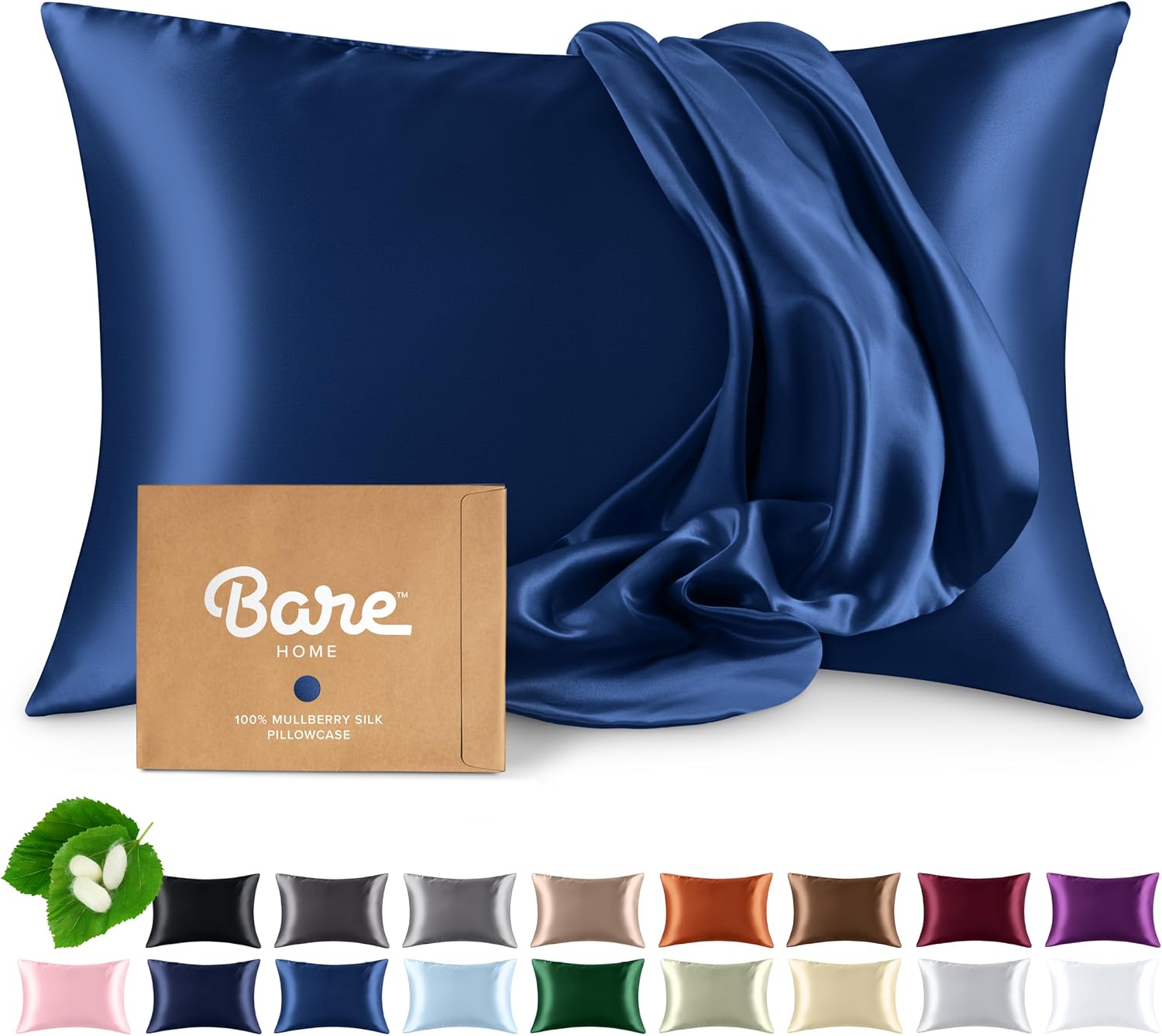 BareHome Bare Home 100% Mulberry Silk Pillowcase for Hair and Skin - Ultra 6A Grade 19 Momme Silk Pillow Case - Envelope Enclosure - Breath…