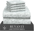 Ruvanti 100% Cotton Percale Sheets Full Size 6 Piece Set, Cooling Bed Sheets for Hot Sleepers, Deep Pocket 16”, Breathable Lightweight & Du…