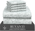 Ruvanti 100% Cotton Percale Sheets California King Size 6 Piece Set, Cooling Bed Sheets for Hot Sleepers, Deep Pocket 14”, Breathable Light…