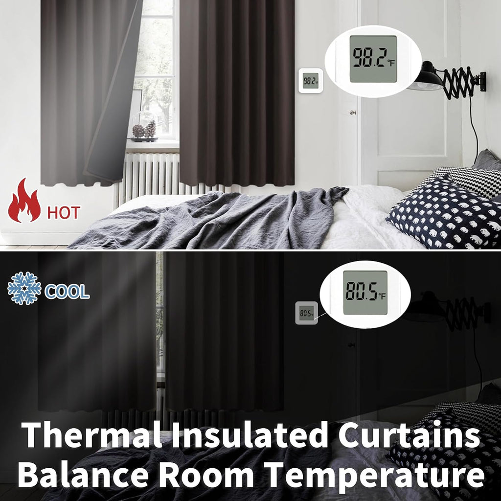 BGment 100% Blackout Heavy Thermal Curtains 63 Inch Length for Winter Insulated, Noise Reducing Rod Pocket and Back Tab Double Layer Room…