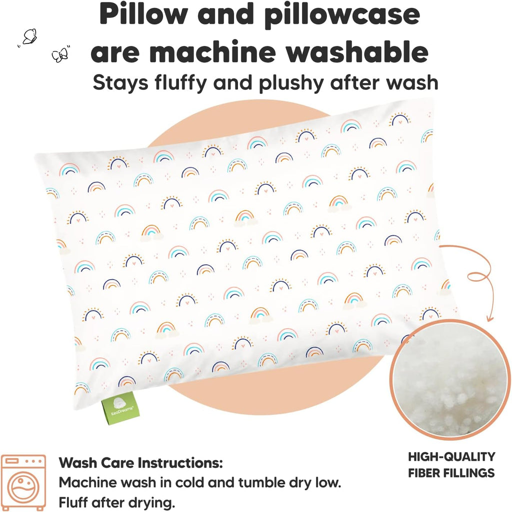 Toddler Pillow with Pillowcase - 13x18 My Little Dreamy Kids Travel Bed Pillows for Sleeping, Organic Cotton Small Pillowcase, Soft &…