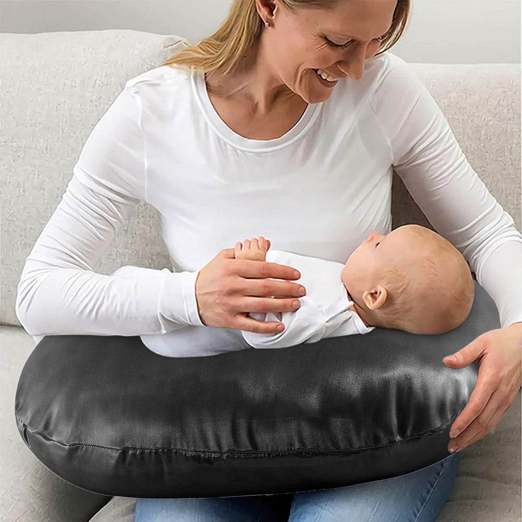 Pro Goleem Satin Nursing Pillow Cover Silk Feeling Soft Feeding Pillow Slipcover for Breastfeeding Moms Fits Standard Infant Nursing…