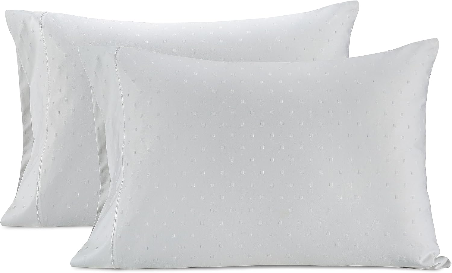 LaneLinen LANE LINEN Pillow Case Covers King, Set of 2, 100% Egyptian Cotton Sateen, Soft Cool & Smooth Pillow Cases - Swiss Dot - White Co…