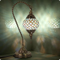 Yarra-Decor Turkish Moroccan Lamp with Bronze Base 3-Way Color Changing Handmade Swan Neck Tiffany Mosaic Glass Bedside Lamps for Bedroom…