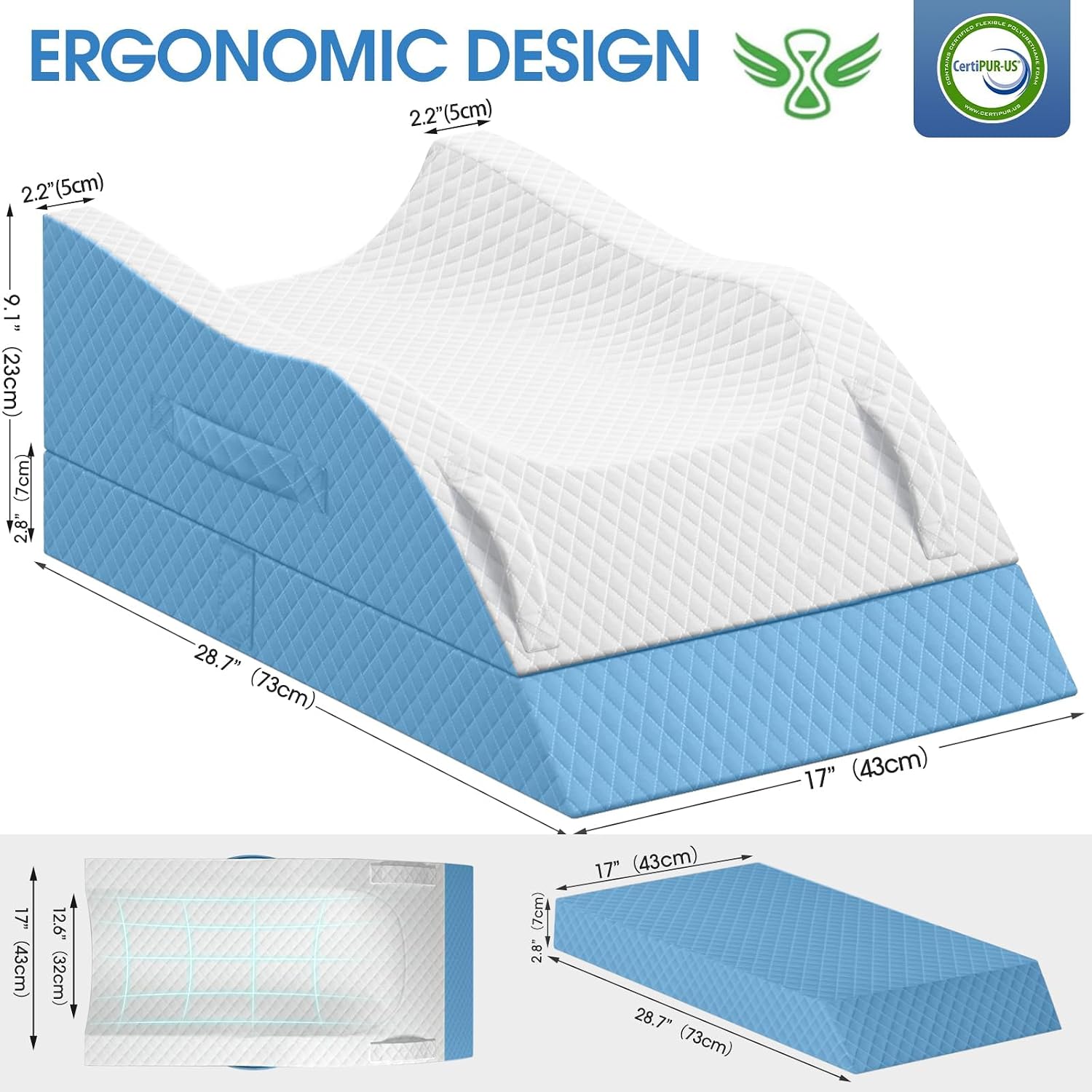 TranquilRelax TranquilRelax Elevation Pillows for Leg After Surgery, Memory Foam Adjustable Wedge Pillow for Injury or Rest, Ankle P…