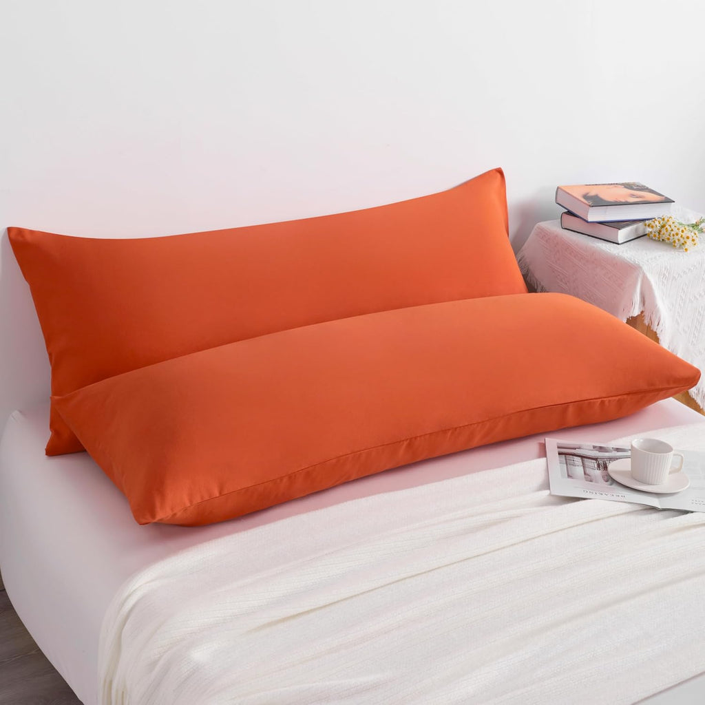 Ntbay Body Pillow Cases Set of 2, 2 Pack Brushed Microfiber 20x54 Pillow Cases, Soft, Wrinkle, Fade, Stain Resistant Brunt Orange Pillow Ca…