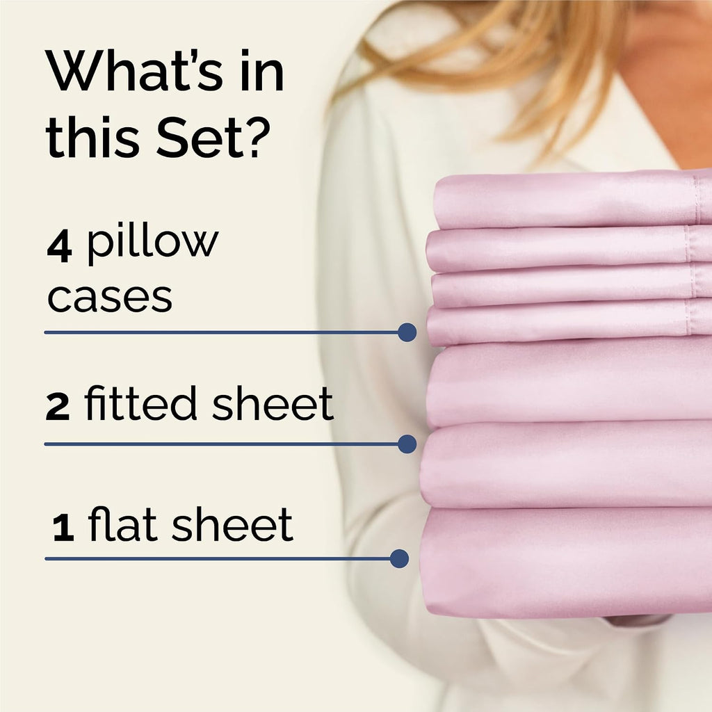 Split King 7 Piece Sheet Set - Comfy, Breathable & Cooling - Soft Hotel Luxury Bedding for Women, Men, Kids, Teens & Children - 1 Flat &…