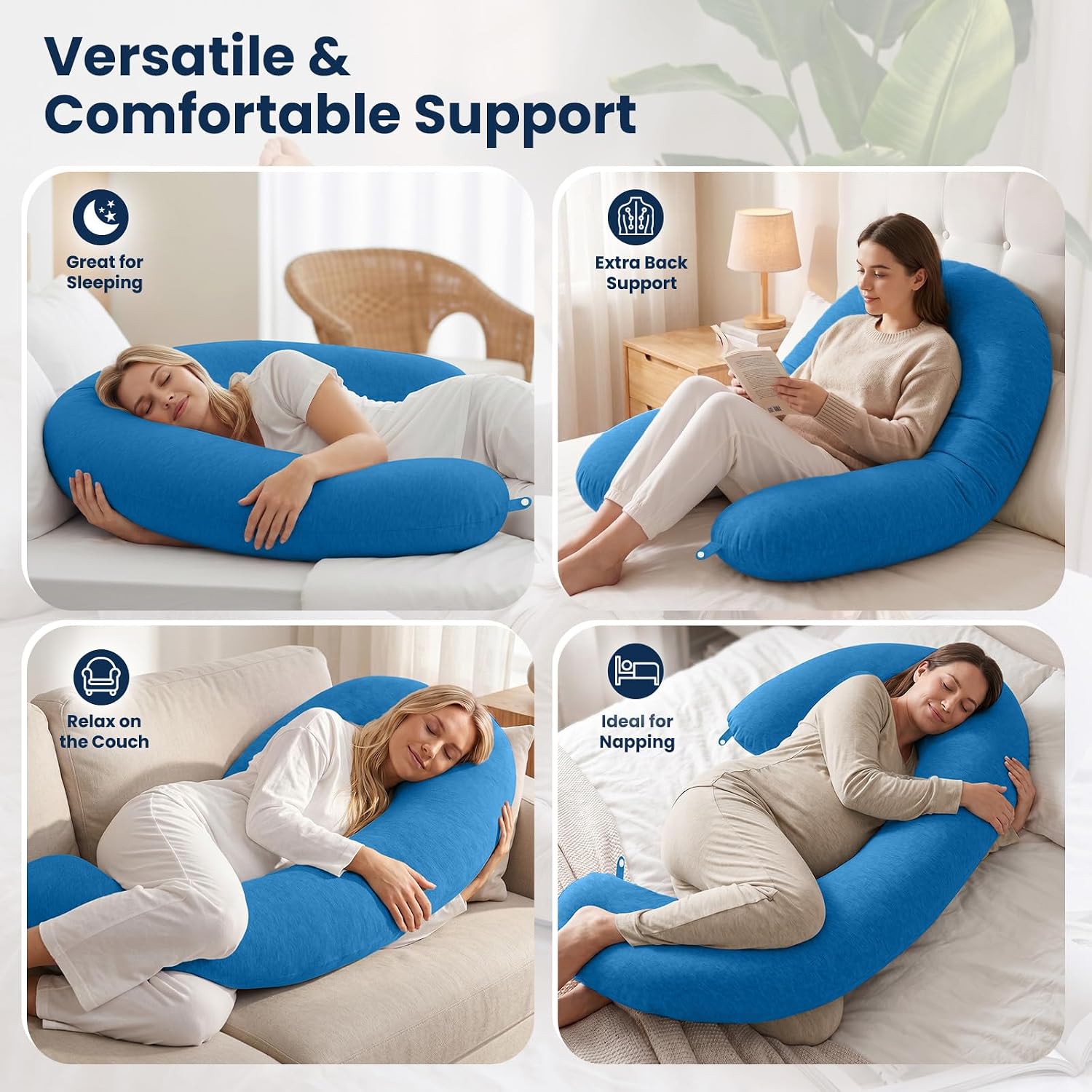 TranquilRelax TranquilRelax C Shaped Body Pillow for Side Sleepers, Memory Foam Long Pillow for Leg, Hip & Back Support, Soft Washab…