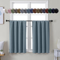 Simplebrand Ava Stone Blue Short 36 Inches Blackout Curtain 2 Panels Set, Half Window Rod Pocket Privacy Curtain Tiers for Kitchen, Curtain…