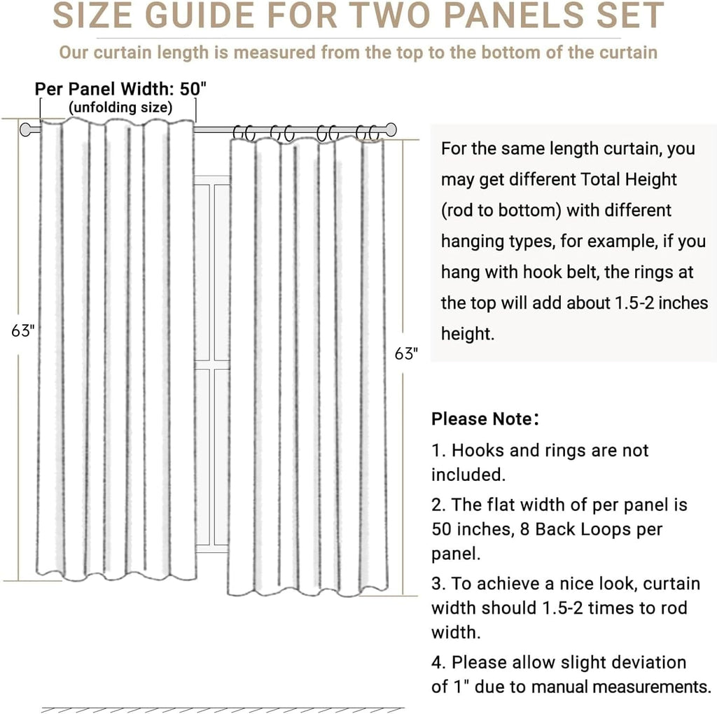 100BlackoutShield 100% Blackout Shield 100% Polyester Blackout Curtains for Bedroom 63 Inches Long, Back Tab/Rod Pocket Living Room Drapes,…
