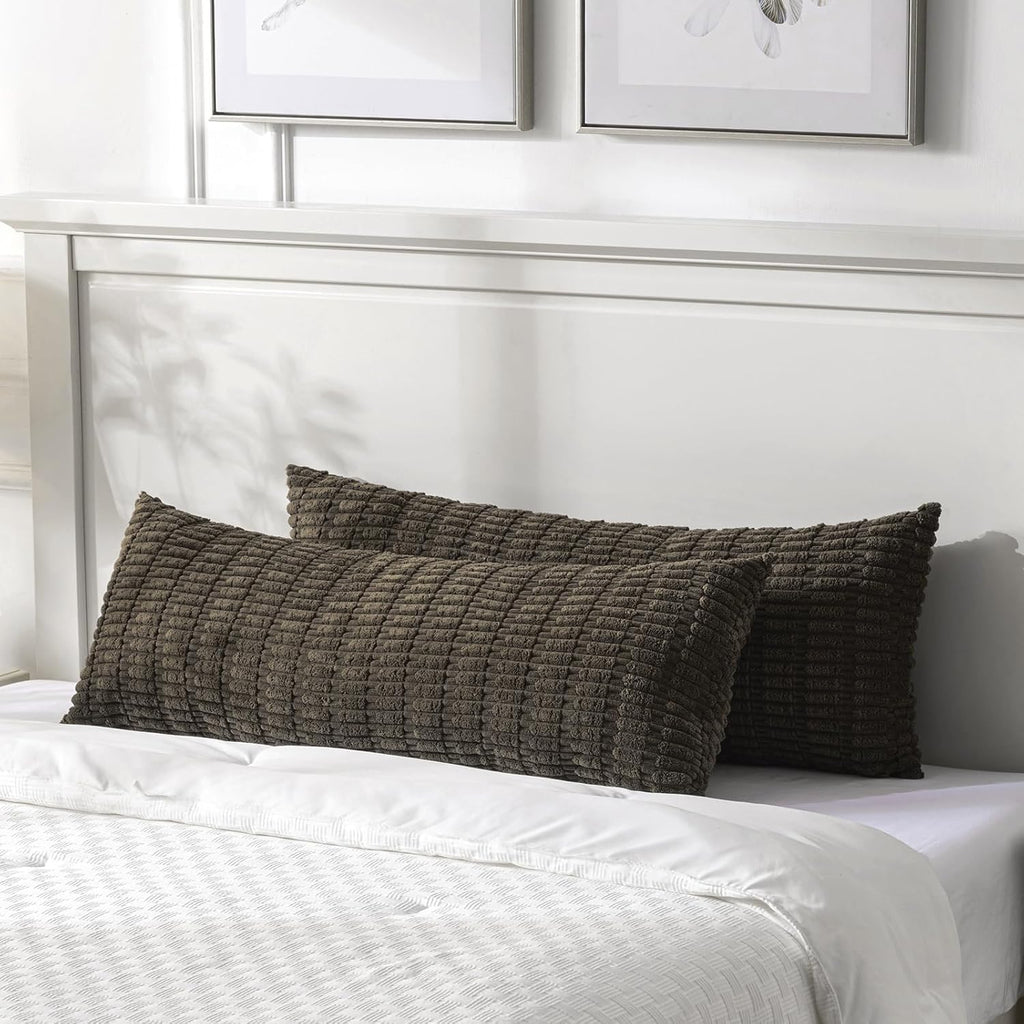 Fancy Homi Decorative Throw Pillow Covers for Bed Couch Bedroom Bench, Soft Corduroy Solid Pillow Case, Rustic Farmhouse Boho Room…