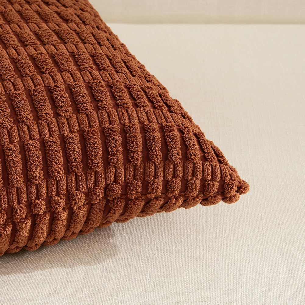 Fancy Homi Decorative Throw Pillow Covers for Bed Couch Bedroom Bench, Soft Corduroy Solid Pillow Case, Rustic Farmhouse Boho Room…